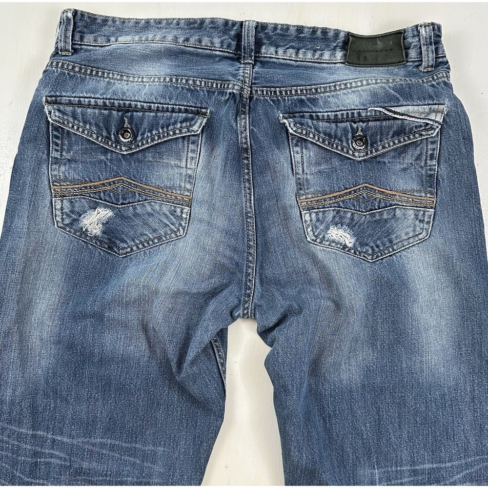Y2K Sean John Mens Hamilton Relaxed Distressed Jeans 36x32 Flap Pockets Hip-hop
